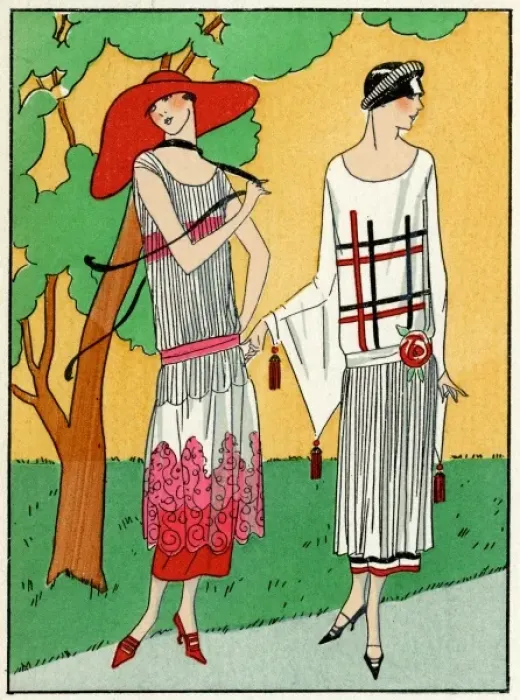 Framed Print : Two ladies in summer outfits by Martial et Armand Framed Print : Two ladies in summer outfits by Martial et Armand