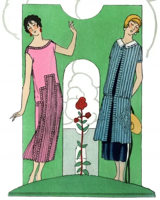 Framed Print : Two ladies in summer outfits by Premet and Doeuillet Framed Print : Two ladies in summer outfits by Premet and Doeuillet