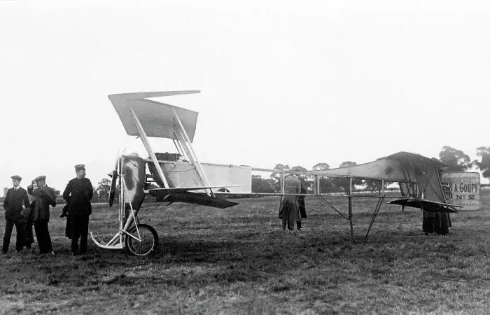 Framed Print : Ladougne Goupy biplane, Doncaster Race Course