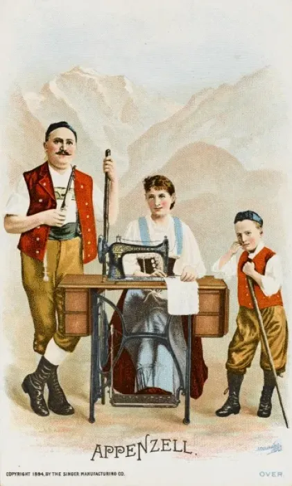 Framed Print : Lady from Appenzell using a Singer Sewing Machine Framed Print : Lady from Appenzell using a Singer Sewing Machine