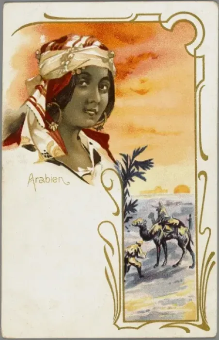 Framed Print : Lady from Arabia with landscape Framed Print : Lady from Arabia with landscape