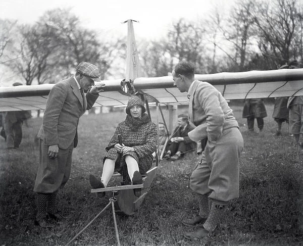 Lady Bailey preparing for flight in Zogling glider