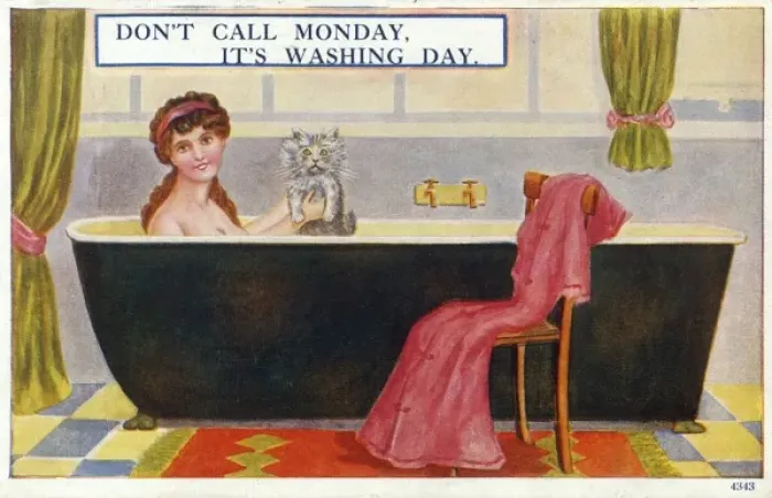 Framed Print : Lady in Bath with Cat Framed Print : Lady in Bath with Cat