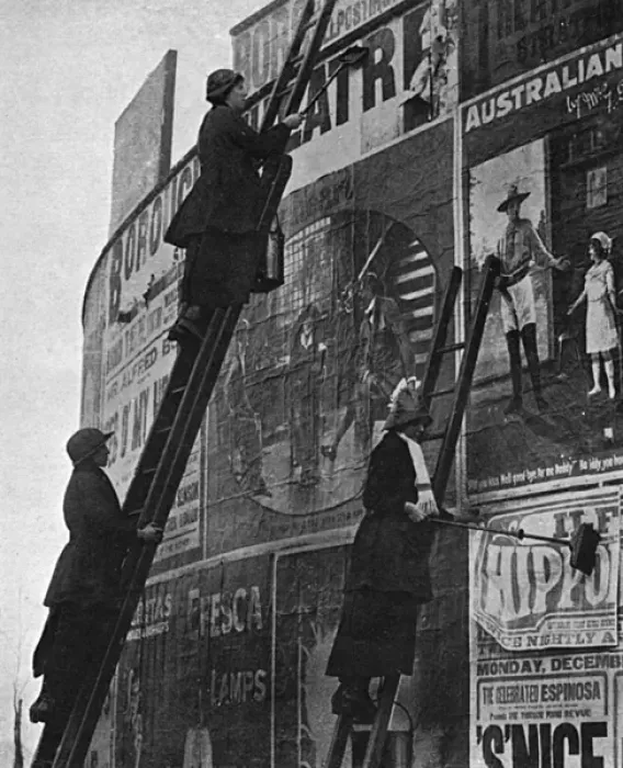 Framed Print : Lady billposters, WW1 Framed Print : Lady billposters, WW1