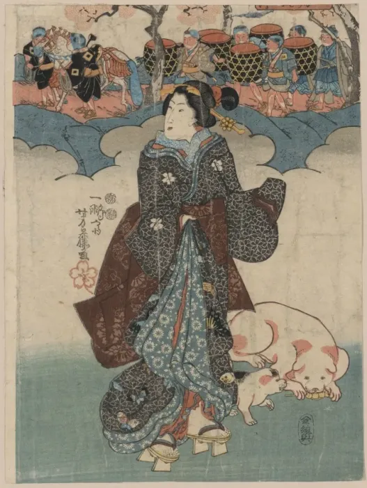 Framed Print : A lady and a childrens procession Framed Print : A lady and a childrens procession