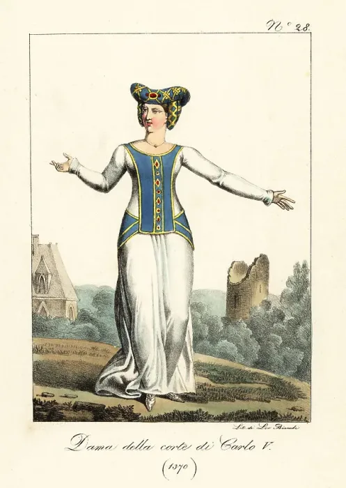 Framed Print : Lady at the court of King Charles V of France, 1370 Framed Print : Lady at the court of King Charles V of France, 1370