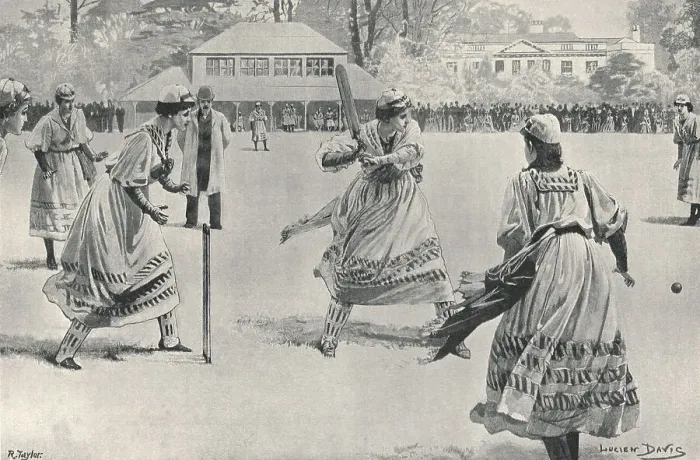 Framed Print : Lady Cricketers