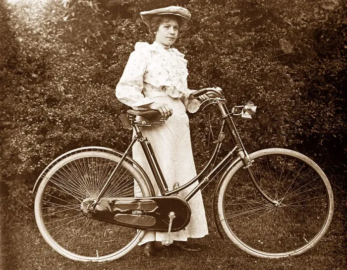 Framed Print : Lady Cyclist early 1900s Framed Print : Lady Cyclist early 1900s