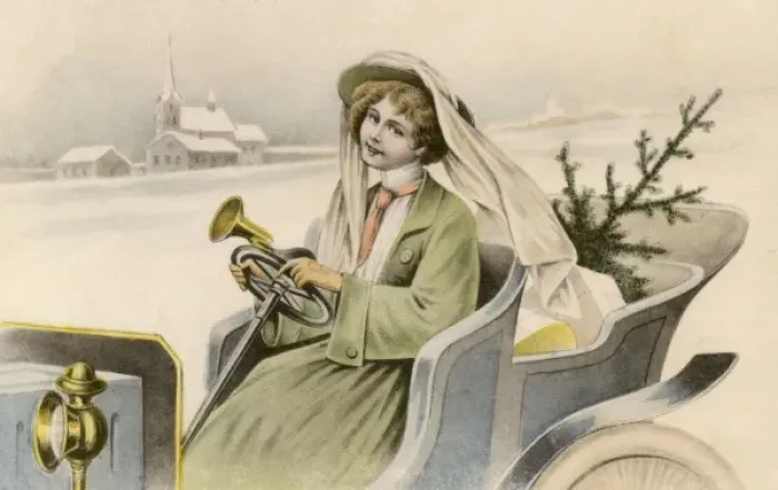 Framed Print : Lady driver with her Christmas shopping in the back Framed Print : Lady driver with her Christmas shopping in the back