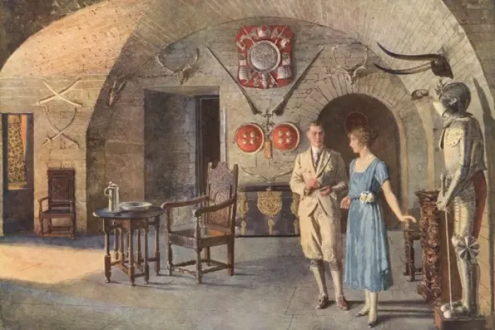 Framed Print : Lady Elizabeth Bowes-Lyon shows Duke of York around Glamis
