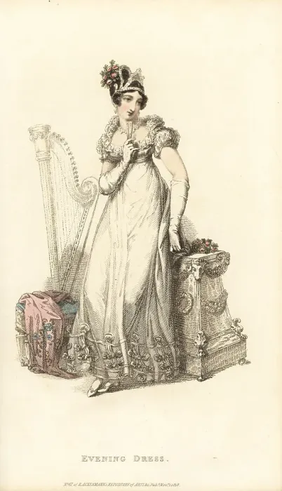 Framed Print : Lady in evening dress for a private concert, 1819 Framed Print : Lady in evening dress for a private concert, 1819