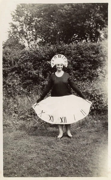 Lady in Fancy Dress Costume - Dressed as a clock  /  Sundial