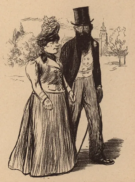 Framed Print : Lady and Gentleman Strolling Framed Print : Lady and Gentleman Strolling