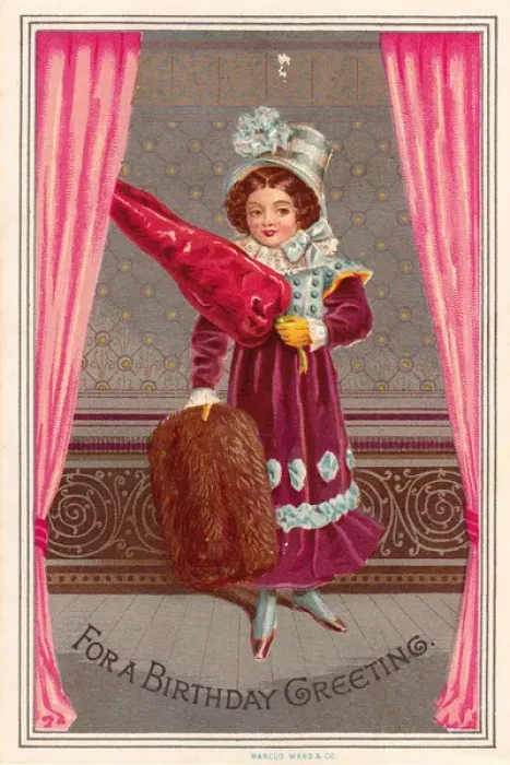 Framed Print : Lady with giant red chili pepper on a birthday card Framed Print : Lady with giant red chili pepper on a birthday card