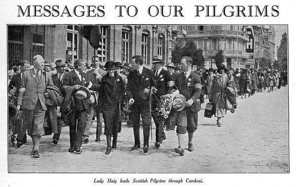 Lady Haig with Scottish Pilgrims in Cambrai, northern France