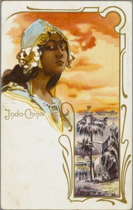 Framed Print : Lady from Indo-China with landscape Framed Print : Lady from Indo-China with landscape