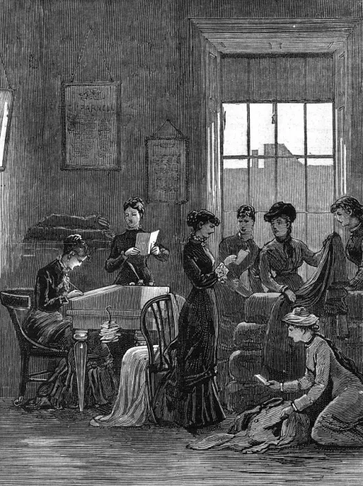 Framed Print : The Lady Land Leaguers at work, 1881 Framed Print : The Lady Land Leaguers at work, 1881
