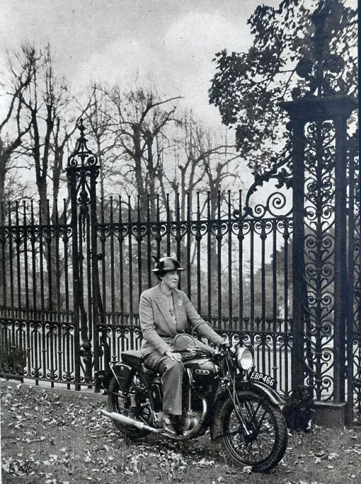 Framed Print : Lady Leconfield on a motorbike Framed Print : Lady Leconfield on a motorbike