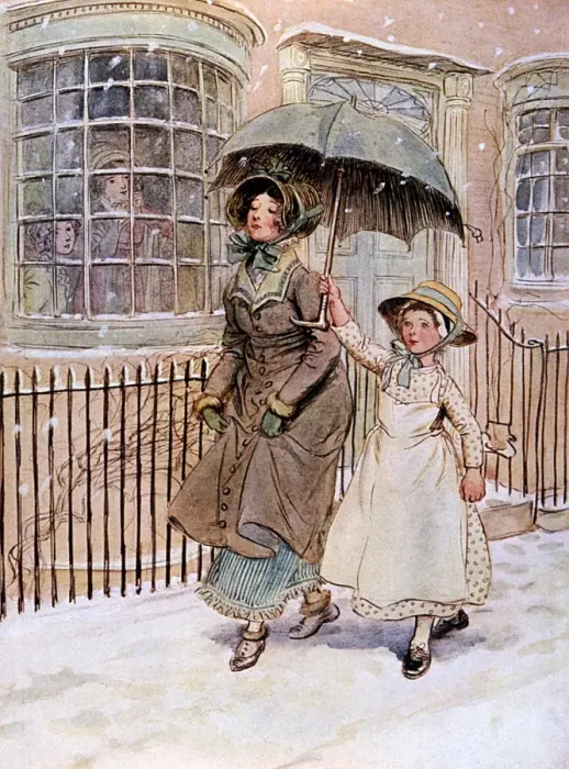 Framed Print : Lady & her Maid / Street Framed Print : Lady & her Maid / Street