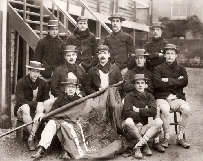 Framed Print : Lady Margaret Boat Club, Cambridge, rowing team, 1890s Framed Print : Lady Margaret Boat Club, Cambridge, rowing team, 1890s