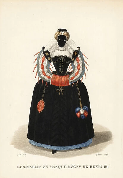 Lady in mask at a ball, reign of King Henry