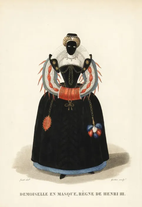 Framed Print : Lady in mask at a ball, reign of King Henry Framed Print : Lady in mask at a ball, reign of King Henry
