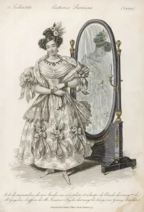 Framed Print : Lady & Mirror 1832 Framed Print : Lady & Mirror 1832