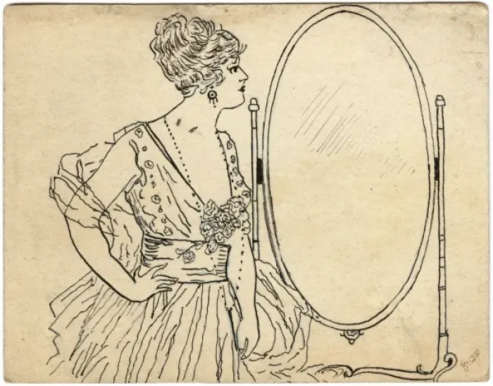 Framed Print : Lady and Mirror by George Ranstead Framed Print : Lady and Mirror by George Ranstead