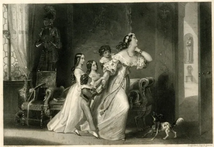 Framed Print : Lady Mornford separating from her children Framed Print : Lady Mornford separating from her children