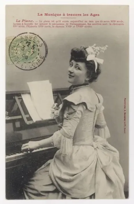 Framed Print : Lady Pianist Postcard Framed Print : Lady Pianist Postcard