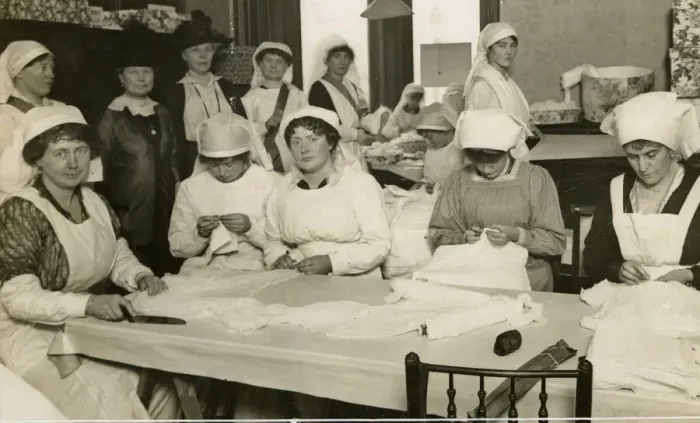 Framed Print : Lady Sclater and volunteers, War Workroom Fund Framed Print : Lady Sclater and volunteers, War Workroom Fund