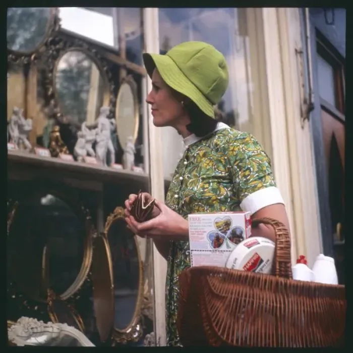 Framed Print : Lady Shopper 1970 Framed Print : Lady Shopper 1970