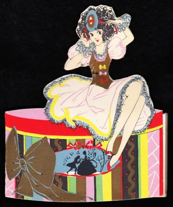 Framed Print : Lady sitting on a hat box Framed Print : Lady sitting on a hat box