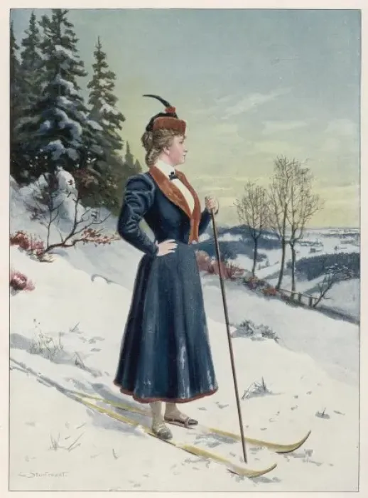 Framed Print : Lady Skier 1899 Framed Print : Lady Skier 1899