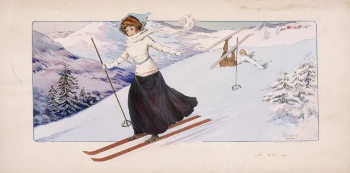 Framed Print : Lady skiing down a mountain Framed Print : Lady skiing down a mountain