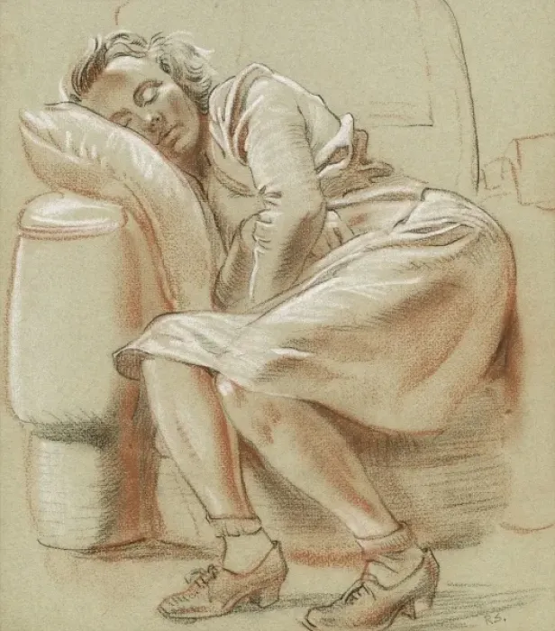 Framed Print : Lady sleeping in an armchair Framed Print : Lady sleeping in an armchair