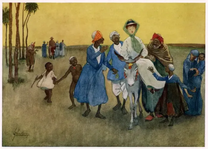Framed Print : Lady Tourist and Touts Framed Print : Lady Tourist and Touts