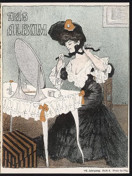 Lady Tying on Hat 1904