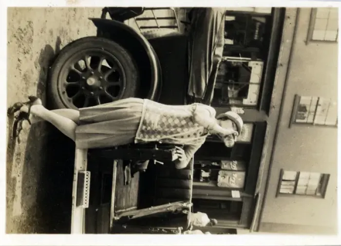 Framed Print : Lady & Vintage Car, Dunster, Somerset Framed Print : Lady & Vintage Car, Dunster, Somerset
