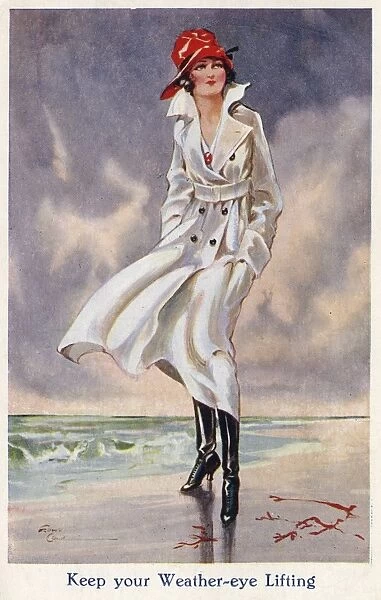 Lady walking along the seashore
