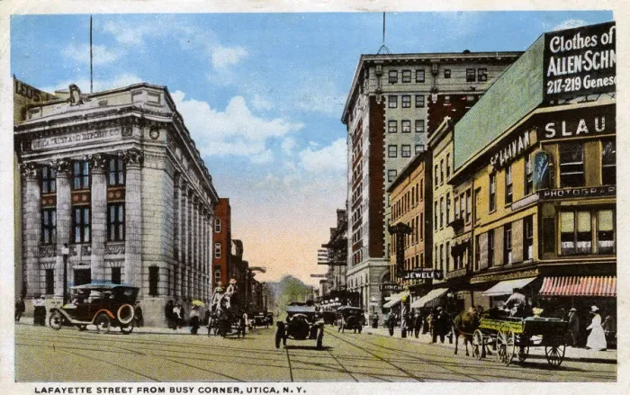 Framed Print : Lafayette Street from Busy Corner, Utica, NY State, USA Framed Print : Lafayette Street from Busy Corner, Utica, NY State, USA