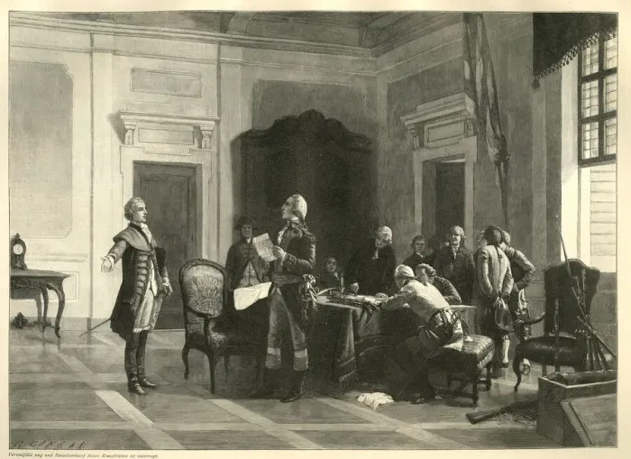 Framed Print : Lafayettes reception by George Washington Framed Print : Lafayettes reception by George Washington