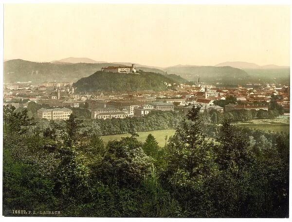 Laibach, general view from the Tivoli Castle, Carniola, Aust