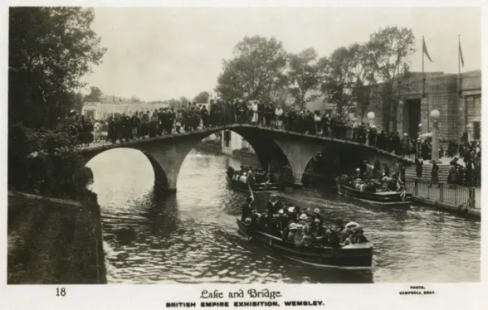 Framed Print : Lake and Bridge at the British Empire Exhibition Framed Print : Lake and Bridge at the British Empire Exhibition
