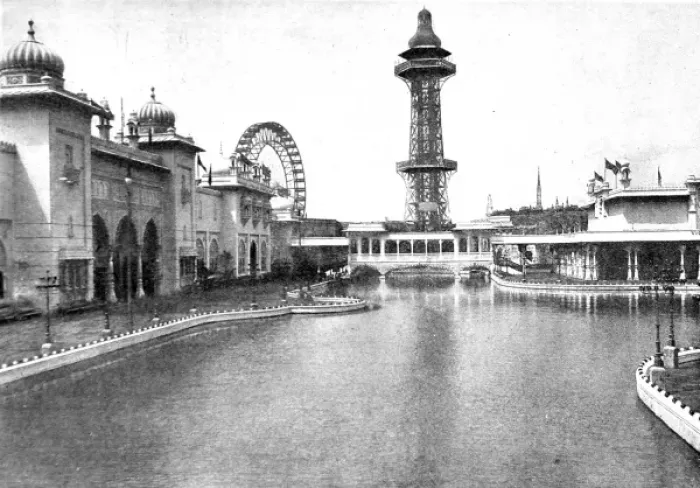 Framed Print : The Lake at the Earls Court Exhibition, 1898 Framed Print : The Lake at the Earls Court Exhibition, 1898