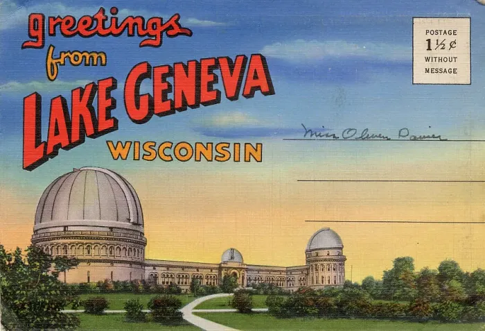 Framed Print : Lake Geneva, Wisconsin, USA - Yerkes Observatory, Williams Bay Date: 1936 Framed Print : Lake Geneva, Wisconsin, USA - Yerkes Observatory, Williams Bay Date: 1936