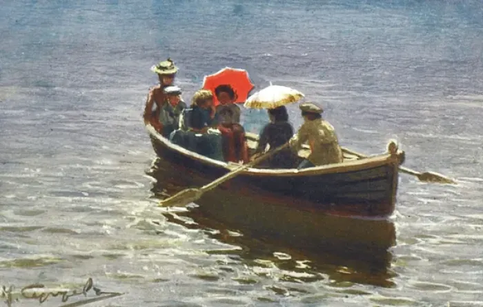 Framed Print : On the Lake - Group take a little boat out for a spin Framed Print : On the Lake - Group take a little boat out for a spin