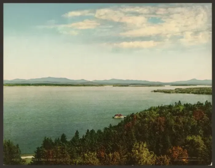 Framed Print : Across the lake from Hotel Champlain, N. Y Framed Print : Across the lake from Hotel Champlain, N. Y