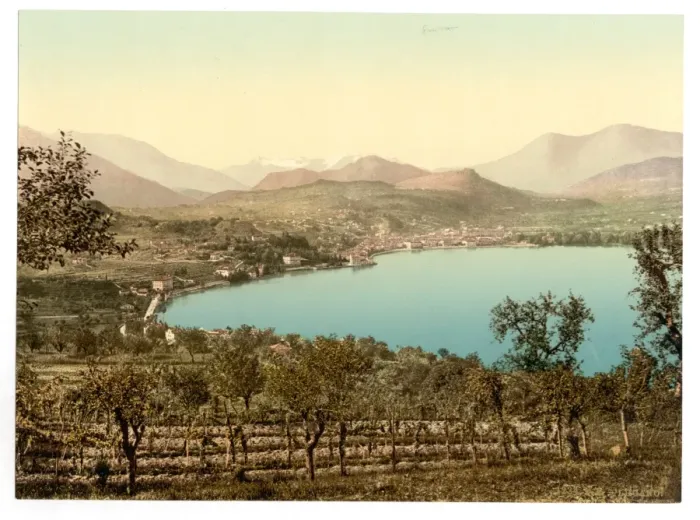 Framed Print : Lake of Lugano, view of the lake, the town, and the Alps, ta Framed Print : Lake of Lugano, view of the lake, the town, and the Alps, ta