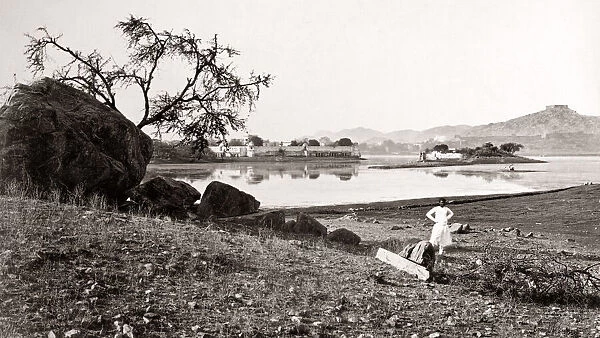 Lake and Palce at Udaipur, India, c. 1870